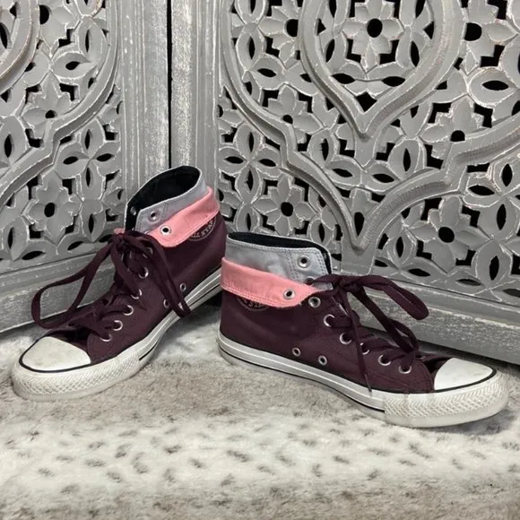 Converse All Star high tops sneakers teen girls size 7 pink purple sporty skater