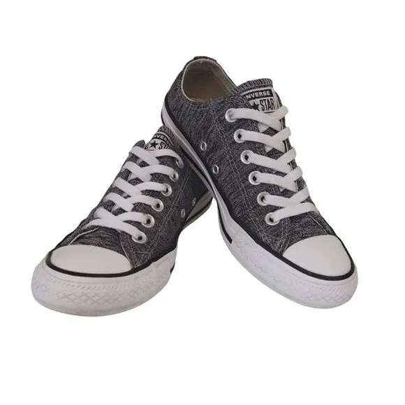 Converse Black White Heathered Canvas Low Top Y2k Sneakers Youth/ Men 5