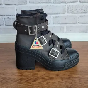 ⭐Converse Chuck 70 De Luxe Heel Leather &amp; Buckles Sz 8.5 Men Boots Brown A12209C