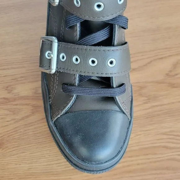 ⭐Converse Chuck 70 De Luxe Heel Leather &amp; Buckles Sz 8.5 Men Boots Brown A12209C