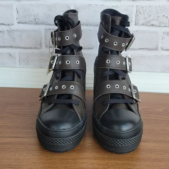 ⭐Converse Chuck 70 De Luxe Heel Leather &amp; Buckles Sz 8.5 Men Boots Brown A12209C