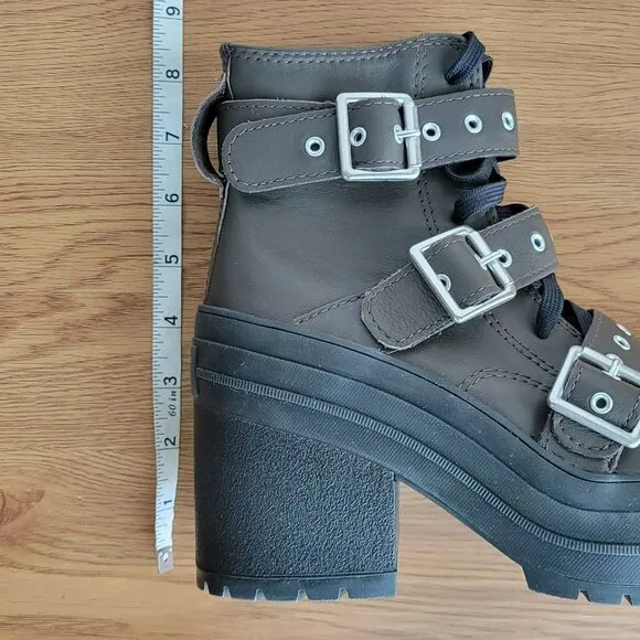 ⭐Converse Chuck 70 De Luxe Heel Leather &amp; Buckles Sz 8.5 Men Boots Brown A12209C
