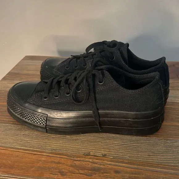 Converse Chuck Taylor All Star Platform Ox Triple‎ Black low top skater sneakers