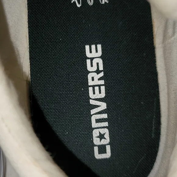 Converse shoes sneakers canvas off-white black letters sz 8