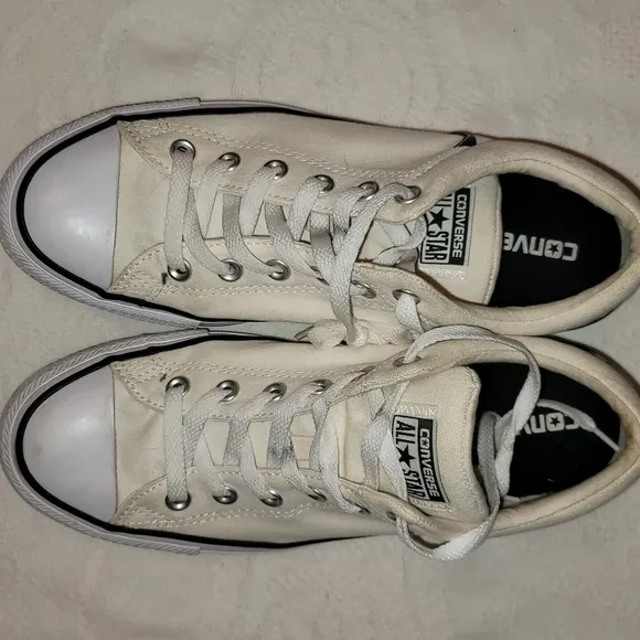 Converse shoes sneakers canvas off-white black letters sz 8