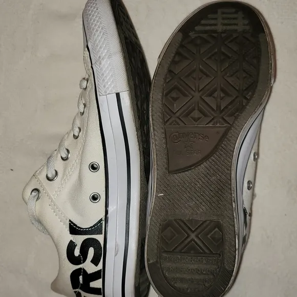 Converse shoes sneakers canvas off-white black letters sz 8