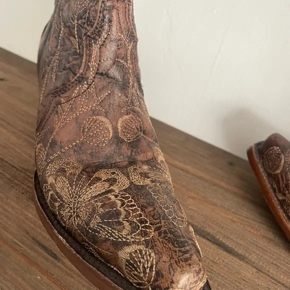 Corral Brown Heeled Boots with Intricate Embossed Design