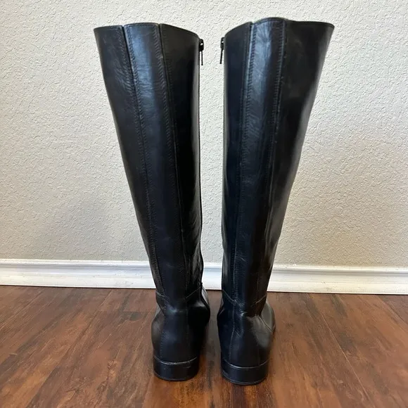 CORSO COMO Classic Tall Knee High Riding Boots in Black Italian Leather