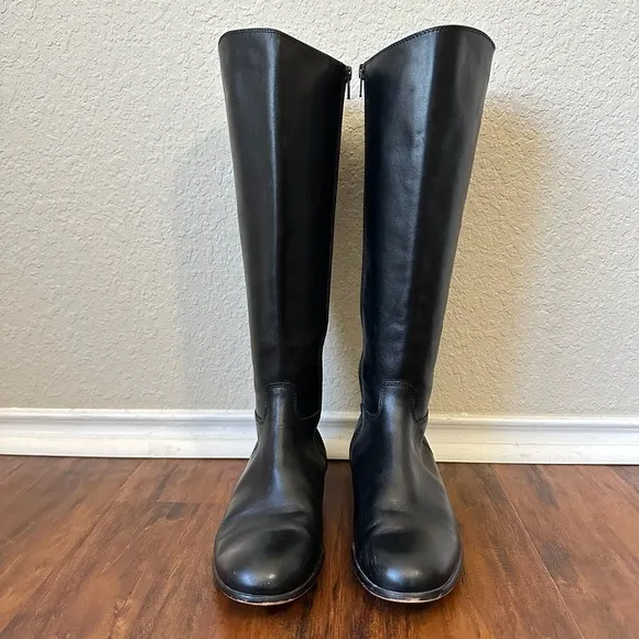 CORSO COMO Classic Tall Knee High Riding Boots in Black Italian Leather