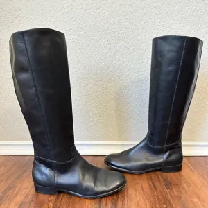 CORSO COMO Classic Tall Knee High Riding Boots in Black Italian Leather