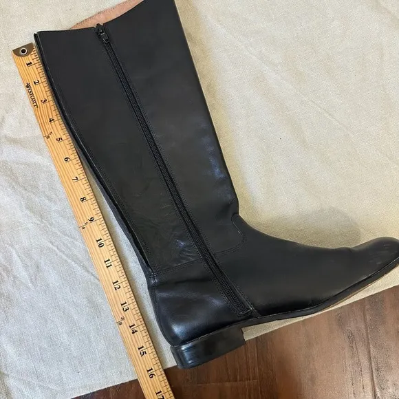 CORSO COMO Classic Tall Knee High Riding Boots in Black Italian Leather