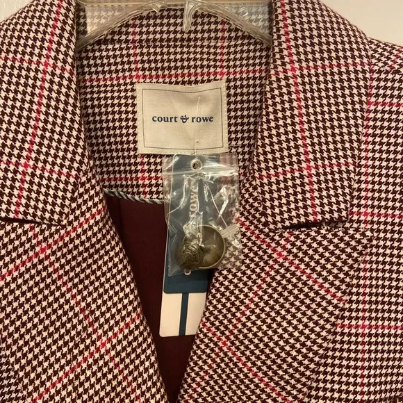 COURT &amp; ROWE BLAZER TARTAN PLAID HOUNDSTOOTH COAT SZ 4 NEW KATE MIDDLETON PREPPY