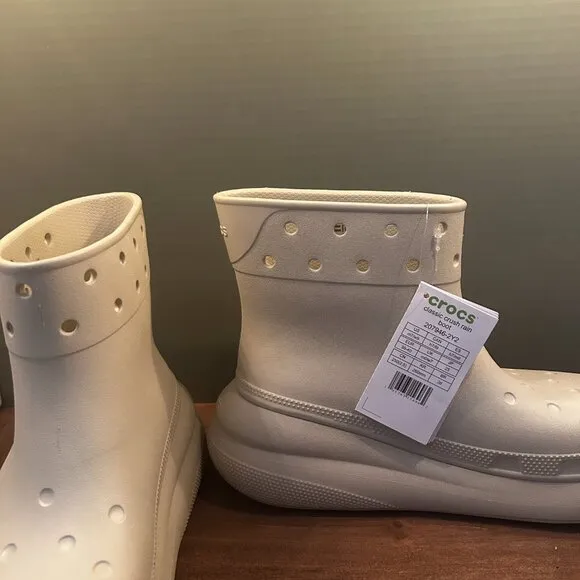 Crocs Classic Bone Waterproof Crush Rain Boots M7 W9 New With Tags