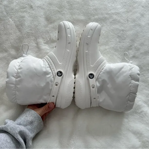 CROCS Classic Lined Neo Puff Boots White Women’s Size 10