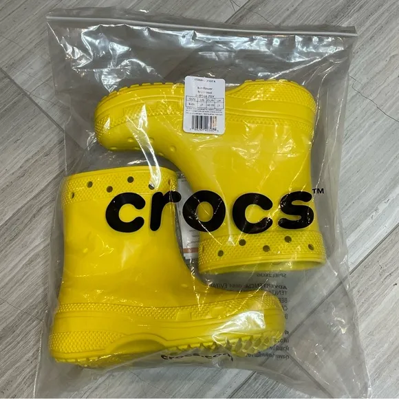 Crocs Classic Rain Boot Showers Spring Sunflower Yellow Kids Unisex Boys 1 NWT