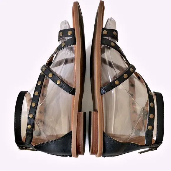 Crown Vintage, Studded Gladiator Square Toe Ankle Strap Buckle Sandals