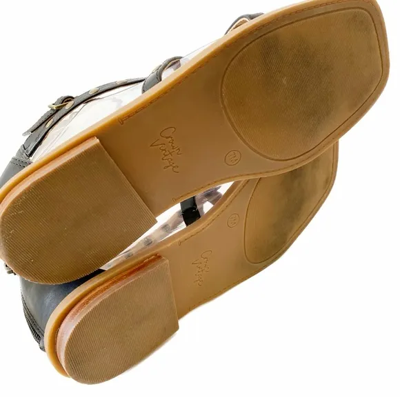 Crown Vintage, Studded Gladiator Square Toe Ankle Strap Buckle Sandals