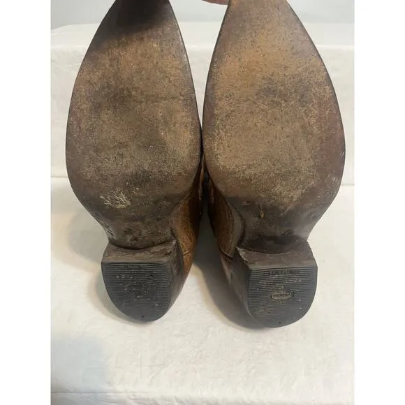 DAN POST Boots Western Tan Leather Cowboy Work Riding Boots Mens Sz 10