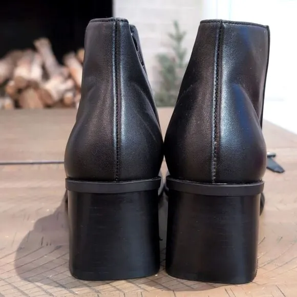 Danielle Journey Y2K 90s Black Leather Square Toe Block Heel Ankle Boots Sz 10