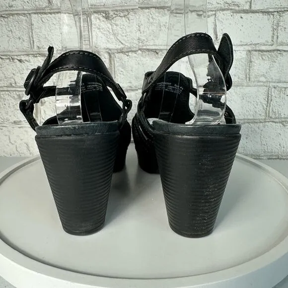 Dansko Black Heels Randa Sandals Leather Strappy Open Toe Shoes Slingback 10.5
