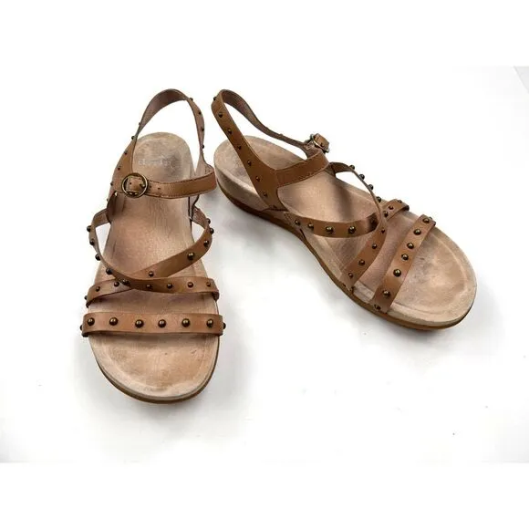 Dansko‎ Brigitte Studded Sandals Women 42 US 11.5-12 EUC Strappy Leather Flat