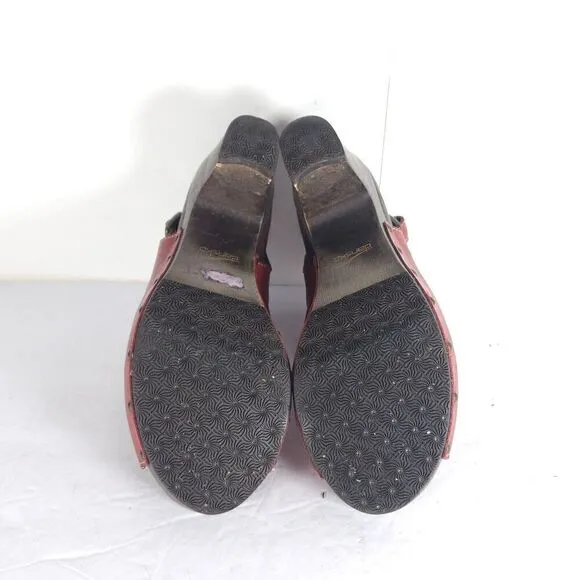 Dansko Women's Rowena US9-9,5 EU40 Red Leather Cutout Studded Slingback Sandals
