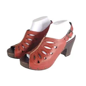 Dansko Women's Rowena US9-9,5 EU40 Red Leather Cutout Studded Slingback Sandals