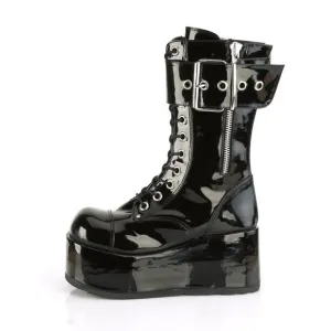 Demonia Petrol-150 Platform Boots in Black Patent