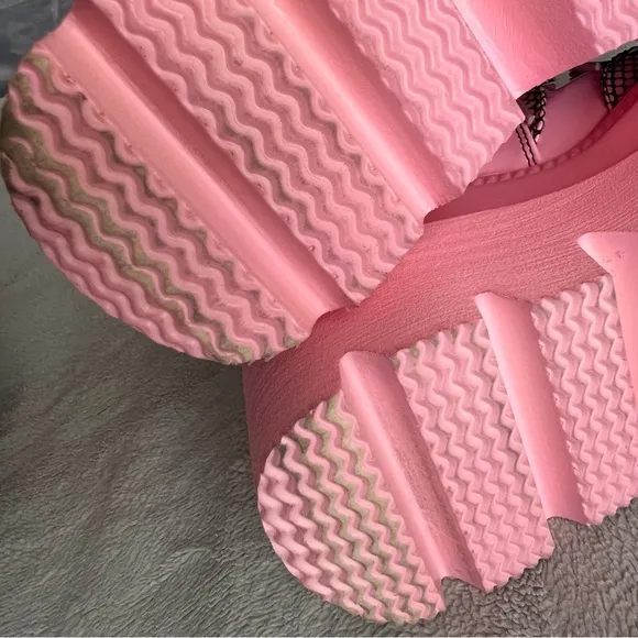 Demonia Shaker-60 Vegan Patent Leather Platform Studded Spike Baby Pink Hologram