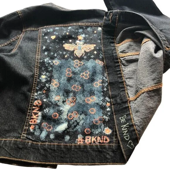 Denim Jacket Be Kind Custom Back Panel - 1XL - Like New Condition Urban flair