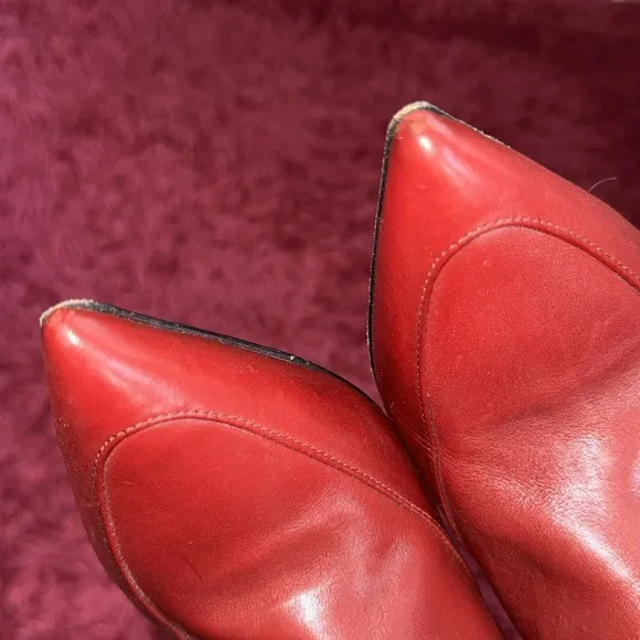 Derek Lam Marta Buckle Leather Wedge Bootie in Carnelian Holiday Red 8.5 Boots