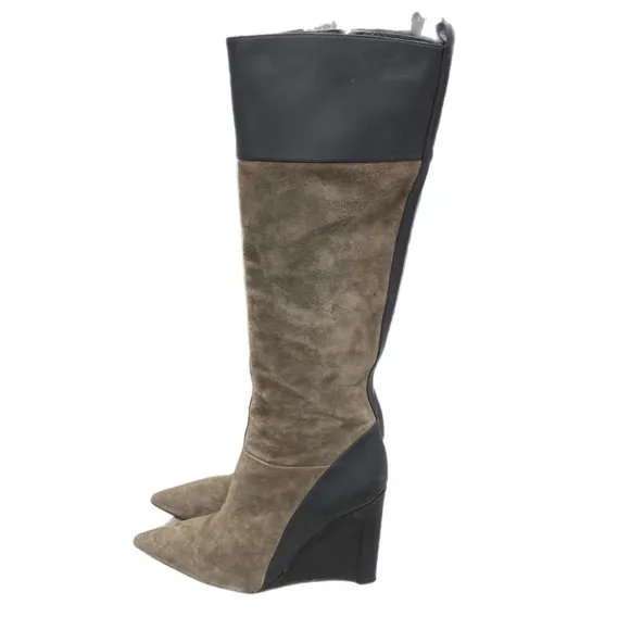 Derek Lam Tall Suede Boots 8.5 Leather Pointed Toe Brown