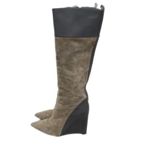 Derek Lam Tall Suede Boots 8.5 Leather Pointed Toe Brown