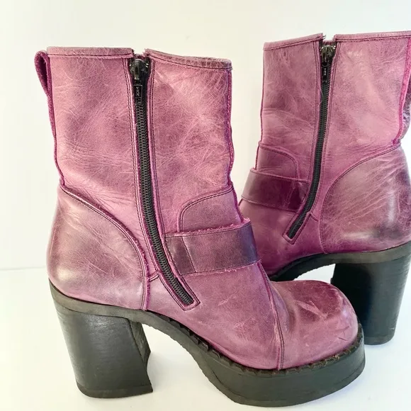 Destroy Vintage Leather Platform Chunky Grunge Distressed 90s Y2K Boots