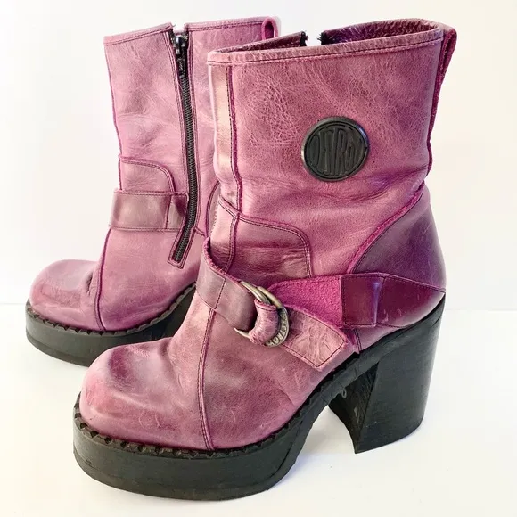 Destroy Vintage Leather Platform Chunky Grunge Distressed 90s Y2K Boots