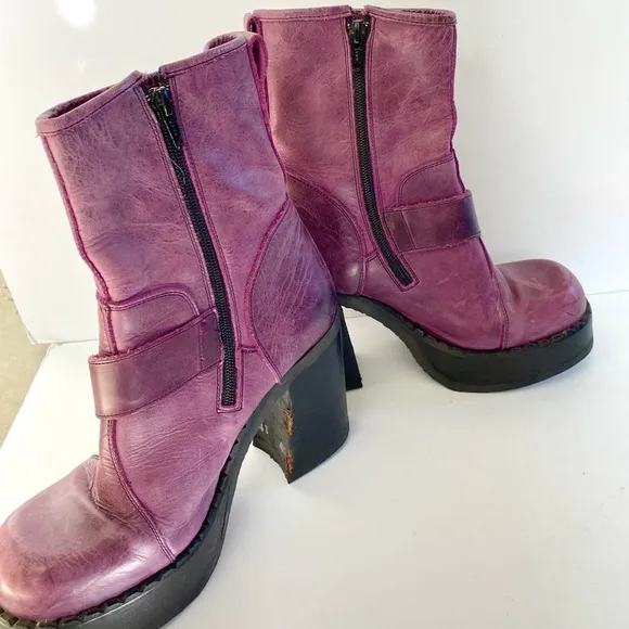 Destroy Vintage Leather Platform Chunky Grunge Distressed 90s Y2K Boots