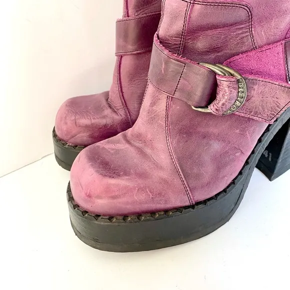 Destroy Vintage Leather Platform Chunky Grunge Distressed 90s Y2K Boots