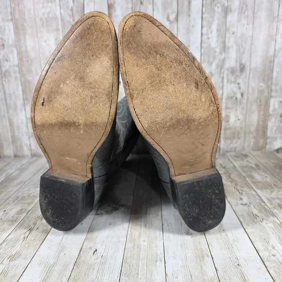 Destroyer Lizard Skin vintage Cowboy Boots Western Detailed Gray Mens Size 10