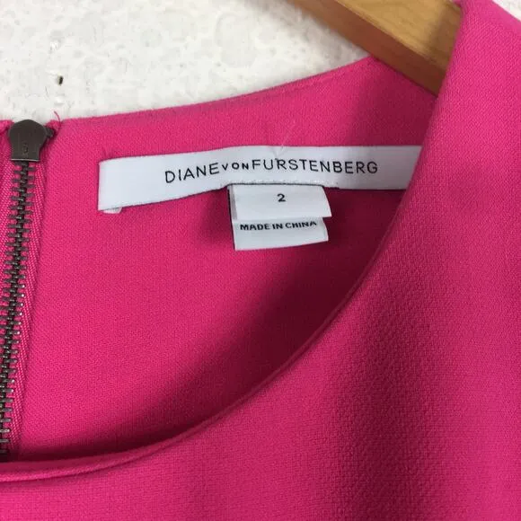 Diane Von Furstenberg Hot Pink Carrie Sleeveless Crepe Mini Dress Size 2