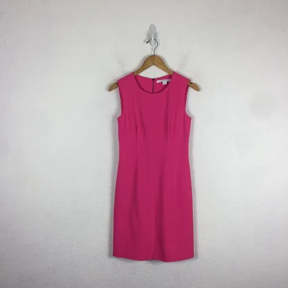 Diane Von Furstenberg Hot Pink Carrie Sleeveless Crepe Mini Dress Size 2