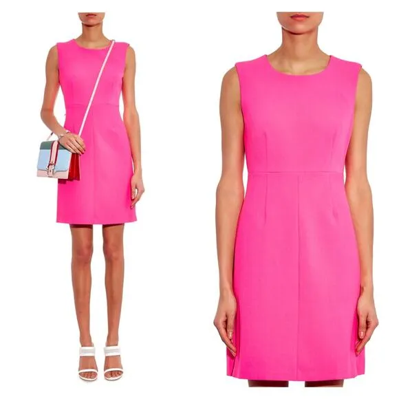 Diane Von Furstenberg Hot Pink Carrie Sleeveless Crepe Mini Dress Size 2
