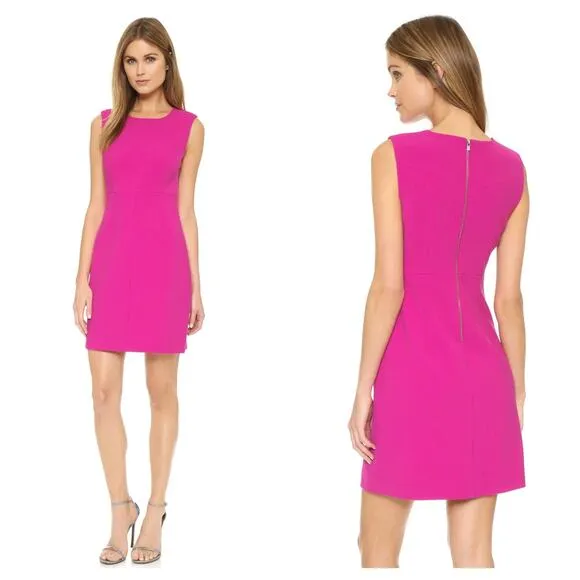 Diane Von Furstenberg Hot Pink Carrie Sleeveless Crepe Mini Dress Size 2