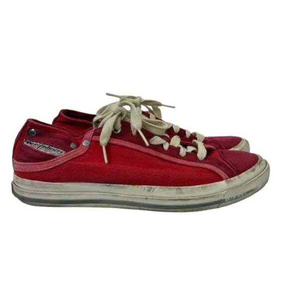 Diesel Magnete Exposure Low Denim Red Stash Pocket Sneakers Sz 9.5