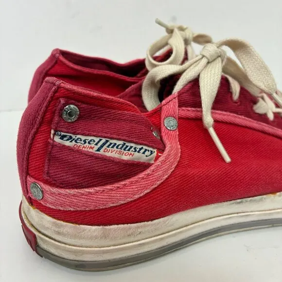 Diesel Magnete Exposure Low Denim Red Stash Pocket Sneakers Sz 9.5