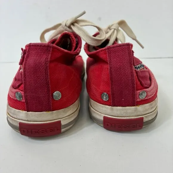 Diesel Magnete Exposure Low Denim Red Stash Pocket Sneakers Sz 9.5