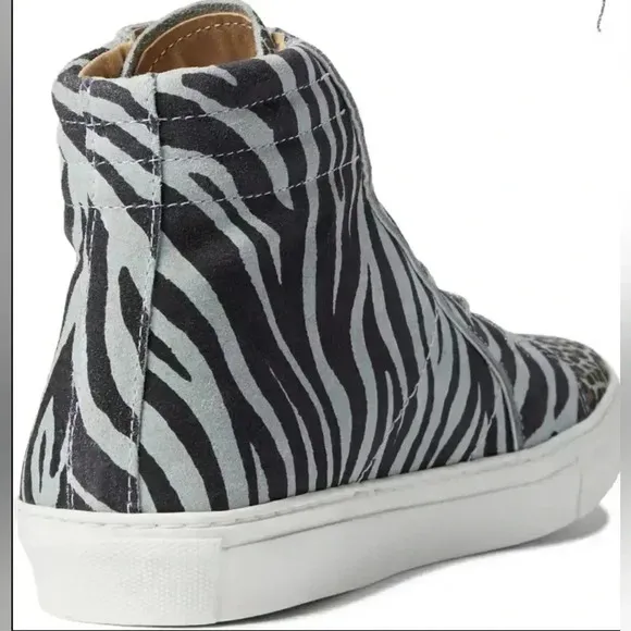 Dingo 10 Zebra Cheeta Animal Print Artist Leather Hightop Sneakers New