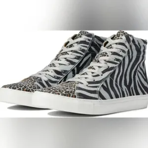 Dingo 10 Zebra Cheeta Animal Print Artist Leather Hightop Sneakers New