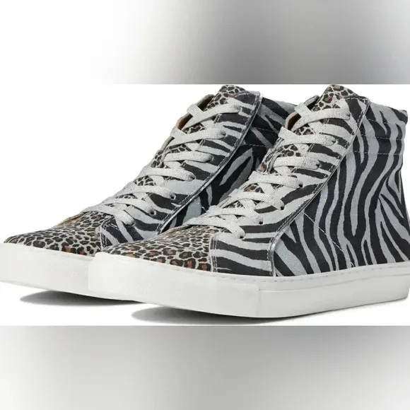 Dingo 10 Zebra Cheeta Animal Print Artist Leather Hightop Sneakers New