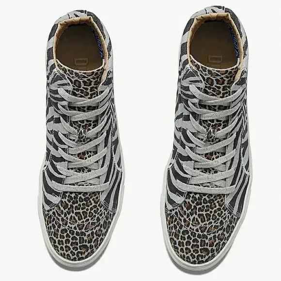 Dingo 10 Zebra Cheeta Animal Print Artist Leather Hightop Sneakers New