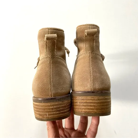 Dingo Natural Genuine Leather Suede Heeled Green Acres Lace-Up Ankle Boot